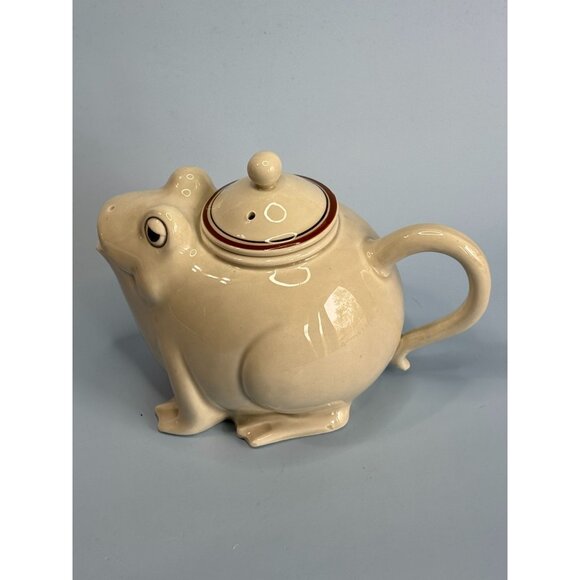 Fitz & Floyd 1976 Ceramic Frog Teapot 5" High 7" Long  Cute Vintage Collectible - Picture 2 of 9